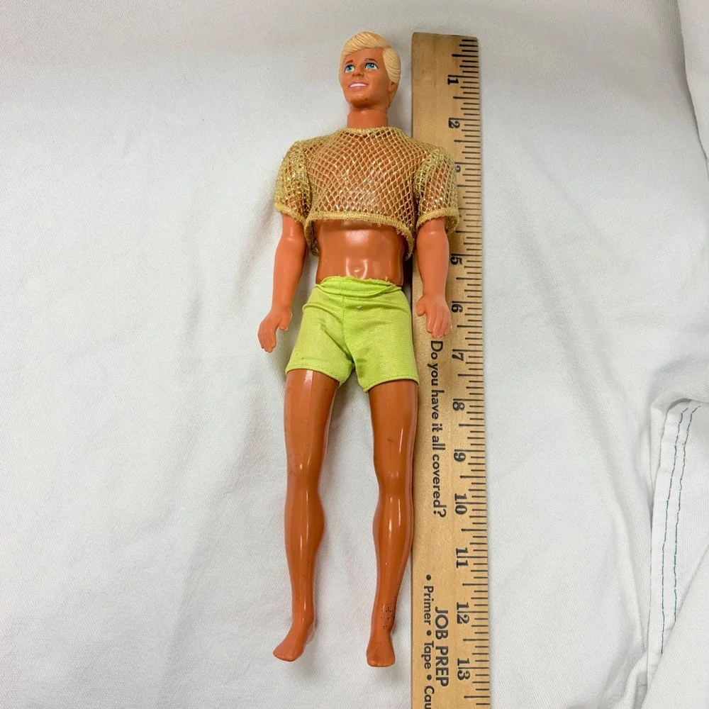 90s Vintage Sun Sensation Ken Doll 1991 Mattel Neon Beach Toy Gold Top